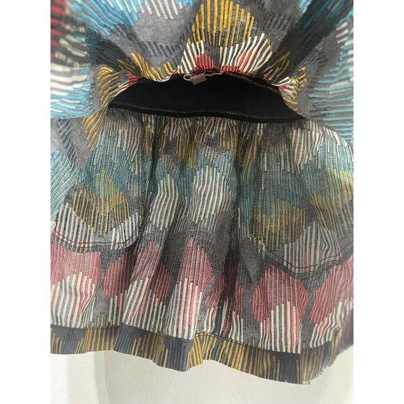 fossil blue green geometric linen pull on skirt size XS Pockets - Picture 5 of 8